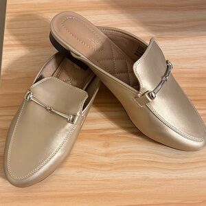 Rachel Zoe Champagne Metallic Backless Loafer Mules